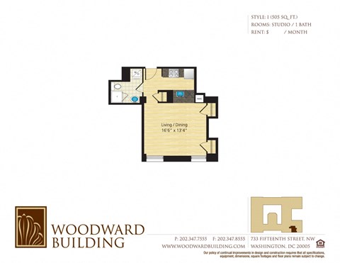 Floor Plan I Woodward at The Woodward Building Apartments, Washington, DC 20005